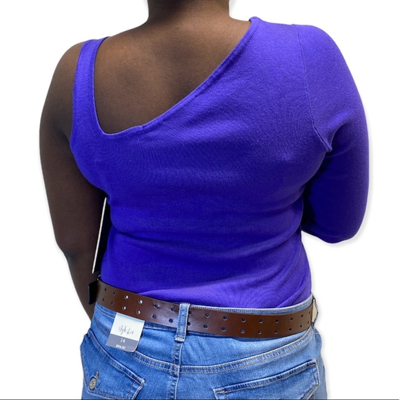 NWT La Rambla Purple One Sleeved Sweater Size XL - Picture 2 of 10